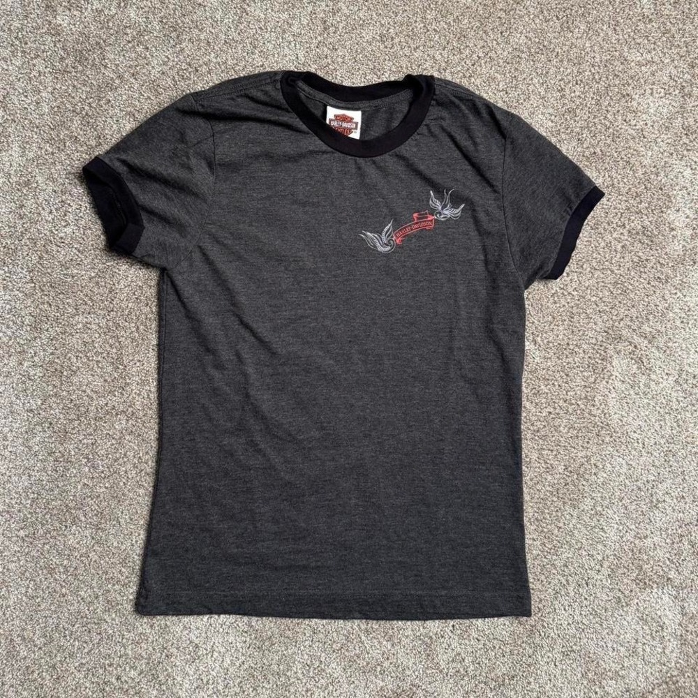 GREY & BACK HARLEY DAVIDSON RINGER TEE